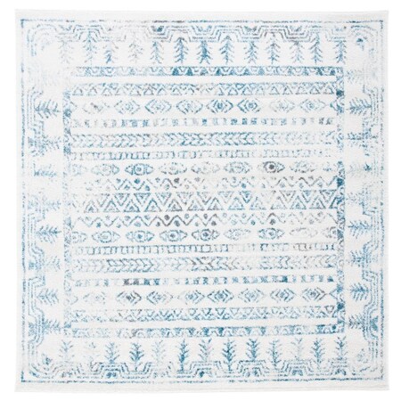 Safavieh 6 ft.-7 in. x 6 ft.-7 in. Tulum Contemporary Square Rug, Ivory & Teal TUL271B-7SQ